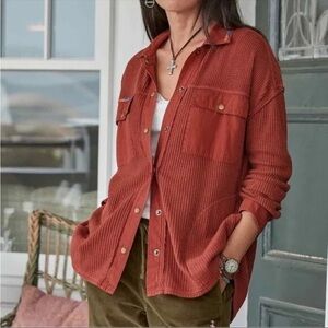 Sundance Waffle Knit Prudence Shirt Jacket Shacket Oversized Boho